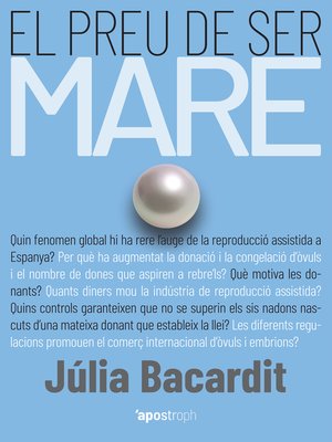 cover image of El preu de ser mare